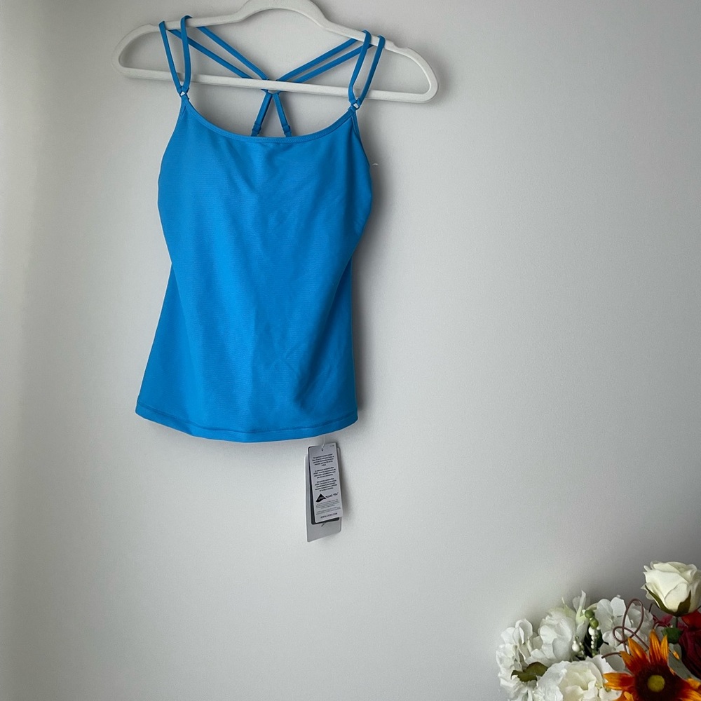 Athleta Cloudburst Teal Ribbed Bra Sized Tankini Top Size 32 B/C